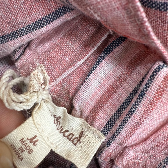 Hem & Thread Womens M 100% Cotton Wide Leg Jumpsuit Rose Pink Stripe Relaxed Fit - Picture 4 of 9